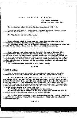 City Council Meeting Minutes, November 24, 1970