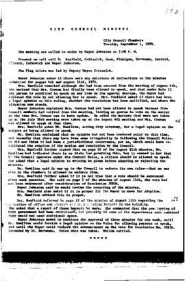 City Council Meeting Minutes, September 1, 1970