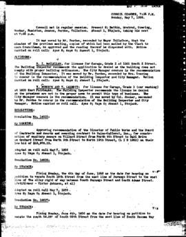 City Council Meeting Minutes, May 7, 1956