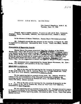 City Council Meeting Minutes, September 13, 1966