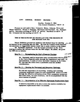 City Council Meeting Minutes, October 5, 1964