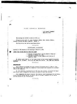 City Council Meeting Minutes, March 26, 1974