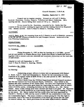 City Council Meeting Minutes, September 3, 1957