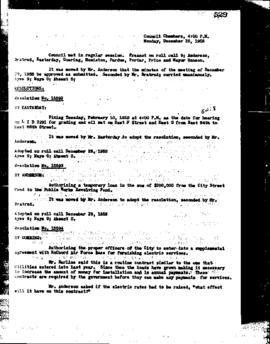 City Council Meeting Minutes, December 29, 1958