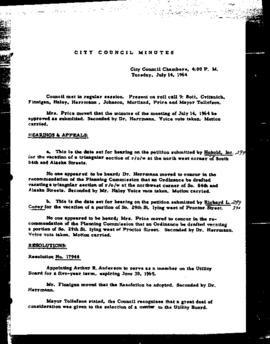 City Council Meeting Minutes, July 14, 1964