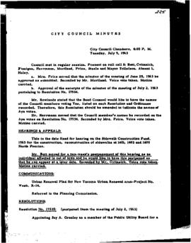 City Council Meeting Minutes, July 9, 1963