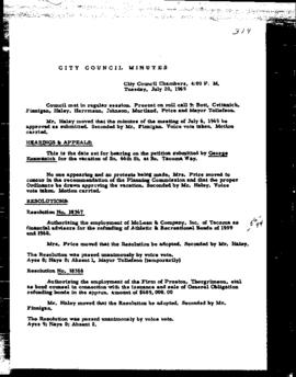 City Council Meeting Minutes, July 20, 1965