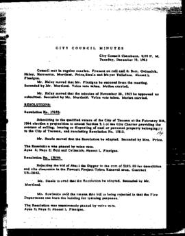City Council Meeting Minutes, December 10, 1963