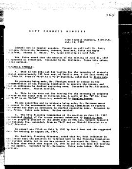City Council Meeting Minutes, July 11, 1967