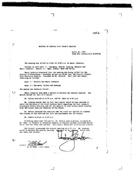 City Council Meeting Minutes, Special, April 16, 1974