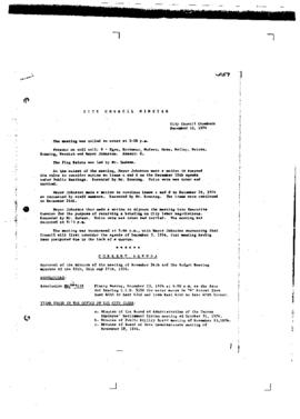 City Council Meeting Minutes, December 10, 1974