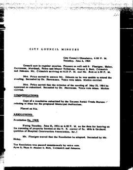 City Council Meeting Minutes, June 2, 1964