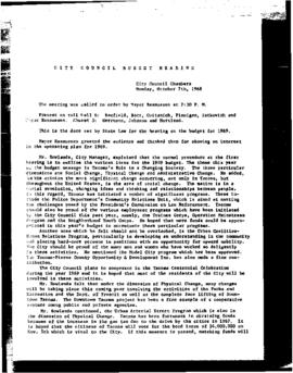 City Council Meeting Minutes, October 7, 1968