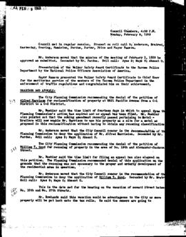 City Council Meeting Minutes, February 9, 1959