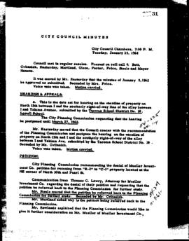 City Council Meeting Minutes, January 23, 1962