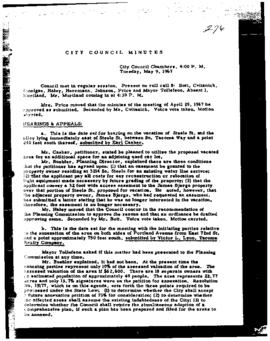 City Council Meeting Minutes, May 9, 1967