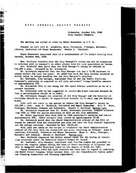 City Council Meeting Minutes, October 9, 1968