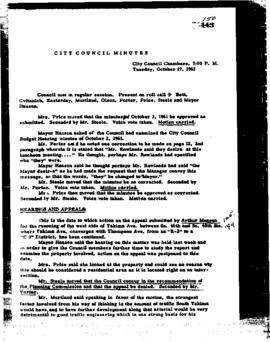 City Council Meeting Minutes, October 17, 1961