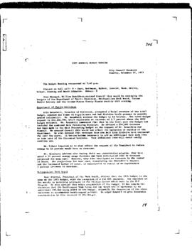 City Council Meeting Minutes, Budget, November 27, 1973