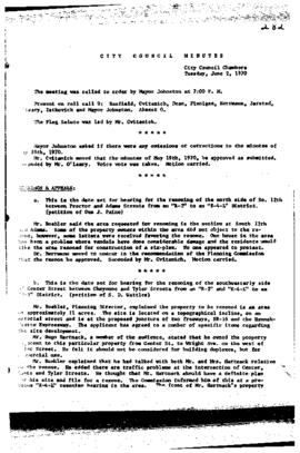 City Council Meeting Minutes, June 2, 1970
