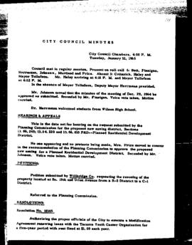 City Council Meeting Minutes, January 12, 1965
