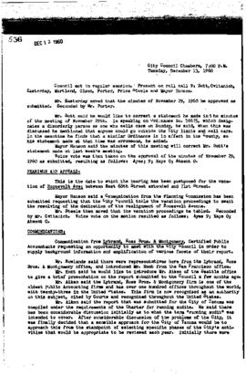 City Council Meeting Minutes, December 13, 1960