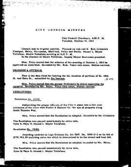 City Council Meeting Minutes, October 15, 1963