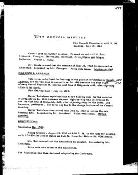 City Council Meeting Minutes, July 10, 1962