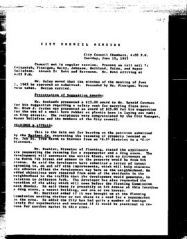 City Council Meeting Minutes, June 15, 1965