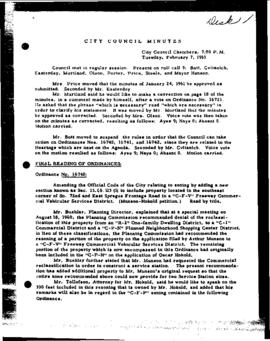 City Council Meeting Minutes, February 7, 1961