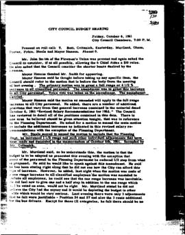 City Council Meeting Minutes, October 6, 1961