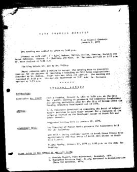 City Council Meeting Minutes, January 2, 1975