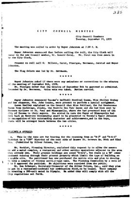 City Council Meeting Minutes, September 29, 1970