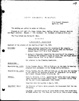 City Council Meeting Minutes, April 22, 1975