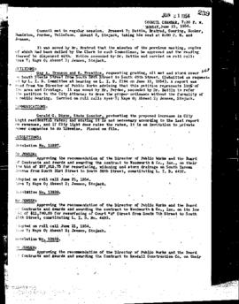 City Council Meeting Minutes, June 21, 1954