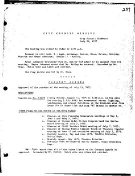 City Council Meeting Minutes, July 22, 1975
