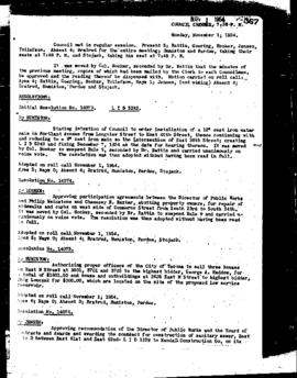 City Council Meeting Minutes, November 1, 1954
