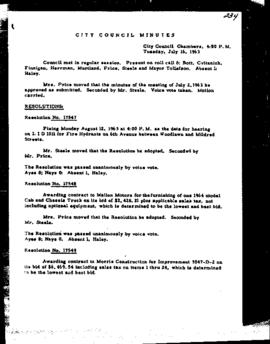 City Council Meeting Minutes, July 16, 1963