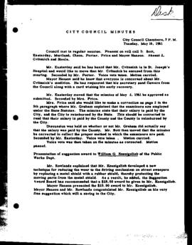 City Council Meeting Minutes, May 16, 1961