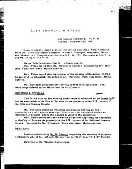 City Council Meeting Minutes, November 24, 1964