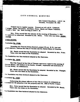 City Council Meeting Minutes, November 20, 1962