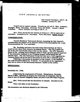 City Council Meeting Minutes, January 15, 1963