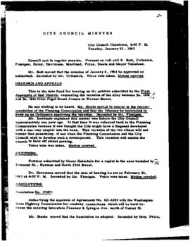City Council Meeting Minutes, January 22, 1963