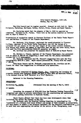 City Council Meeting Minutes, May 16, 1960