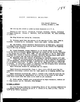 City Council Meeting Minutes, October 1, 1968