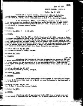 City Council Meeting Minutes, May 27, 1957