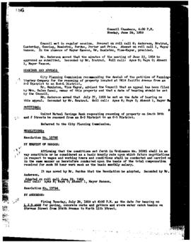 City Council Meeting Minutes, June 29, 1959