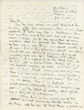T. Handforth Letter to Stan from China January 4th, 1934