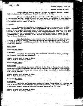 City Council Meeting Minutes, October 4, 1954