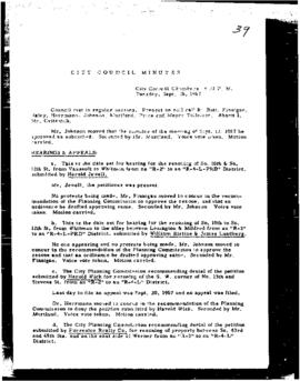 City Council Meeting Minutes, September 26, 1967